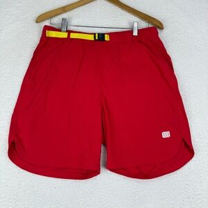Topo Designs Retro River Shorts Men's Large Red Nylon‎ Spandex Yellow Belted
